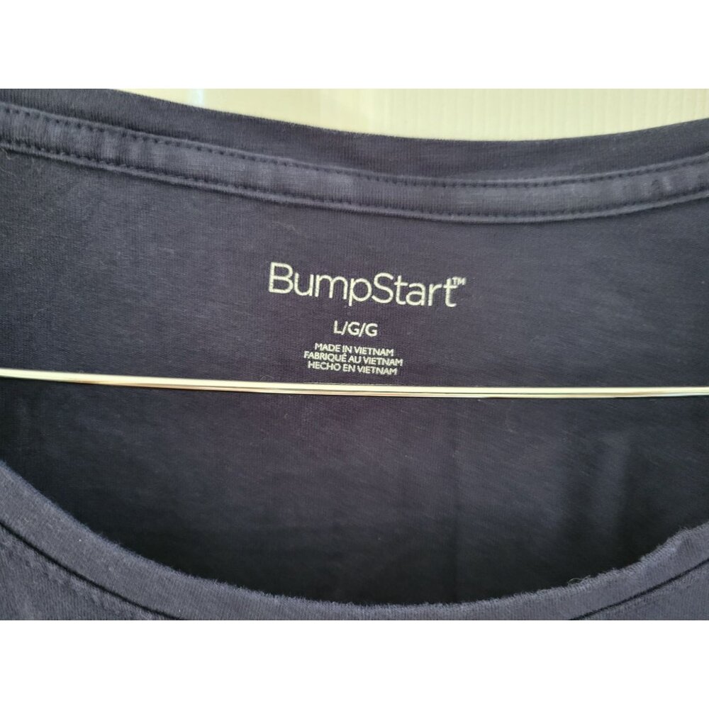 BumpStart Beyond Yoga Maternity Navy Blue long sleeve top ruched size Large - Picture 2 of 6